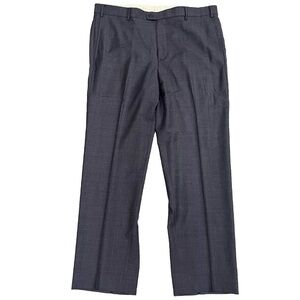 Zanella $495 Mens Dress Pants Todd Blue Wool Flat Front Quattro Lame Italy